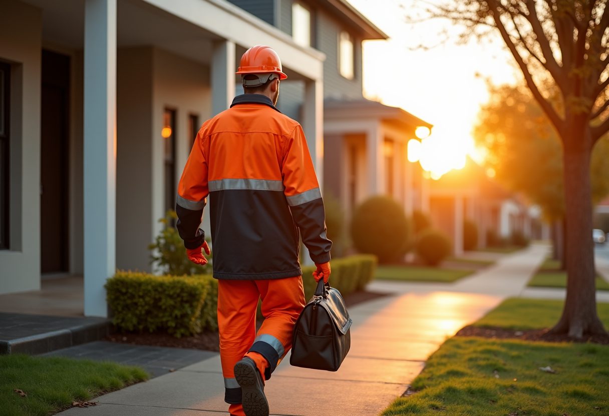 Locksmith arriving at a Sydney home at sunrise — North Rocks