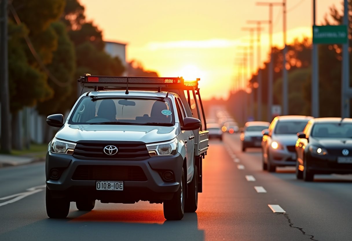 Locksmith ute loaded with tools at sunrise — North Rocks